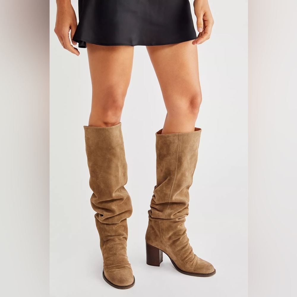 NWT Free People Elle Tall Knee High Slouch Boots Rust Suede EU 41 US 11 - Picture 3 of 14